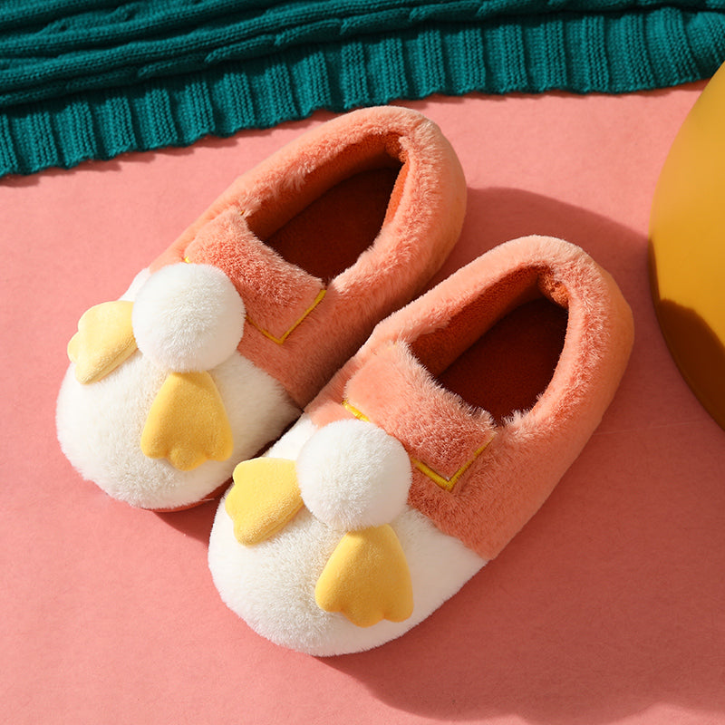 Chaussons en peluche ultra-douce Douillet coloris orange
